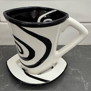 RARE Urban Graffiti Spiral Black & White Coffee/Latte Cup & Saucer Replacement